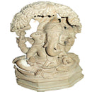 Pink Stone Ganesh Under a Tree Shade Showpiece
