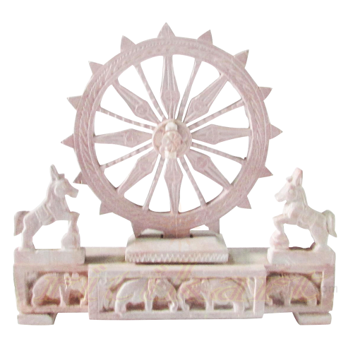 Konark Wheel Pink Stone With Horse Stand  Work