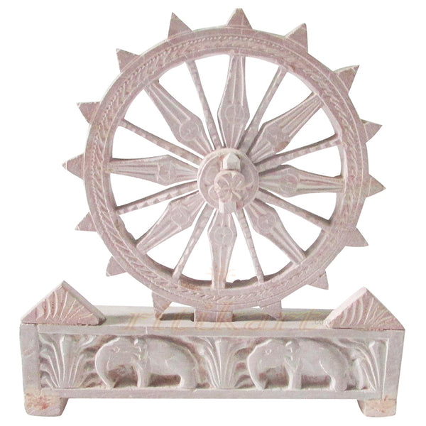 Konark Wheel Pink Stone With Elephant
