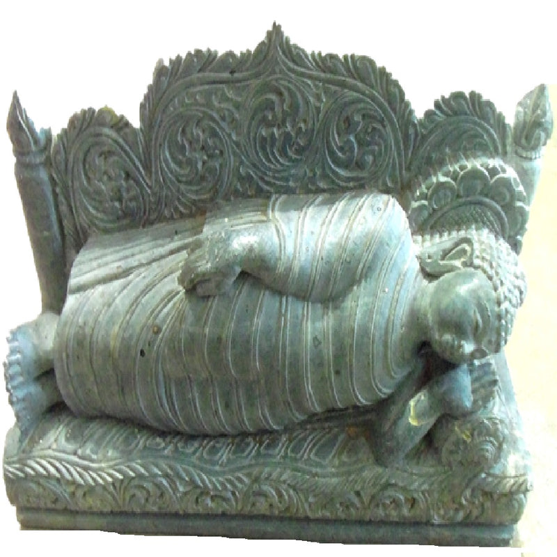 Sleeping Budha Green stone Work Showpiece