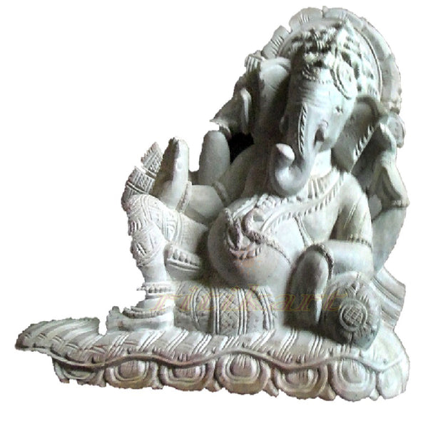 Pink Stone Lord Ganesh Leaning on a Pillow Showpiece