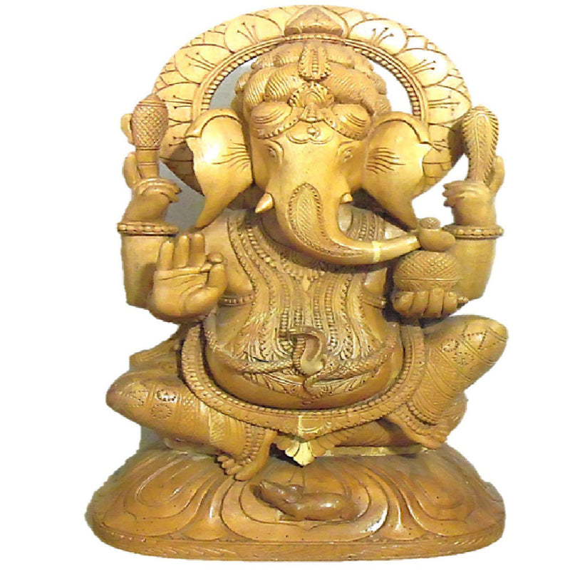 Lord Ganesh Wood Carving Work Showpiece