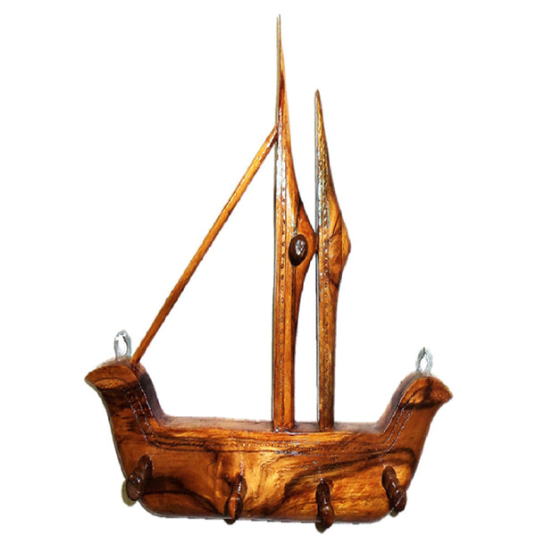Wood Carving Wall Hanging  Key stand With Boat Design