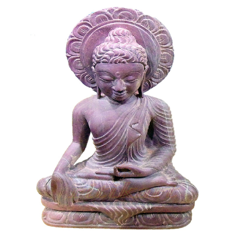 Pink Stone Sitting Lord Buddha Showpiece