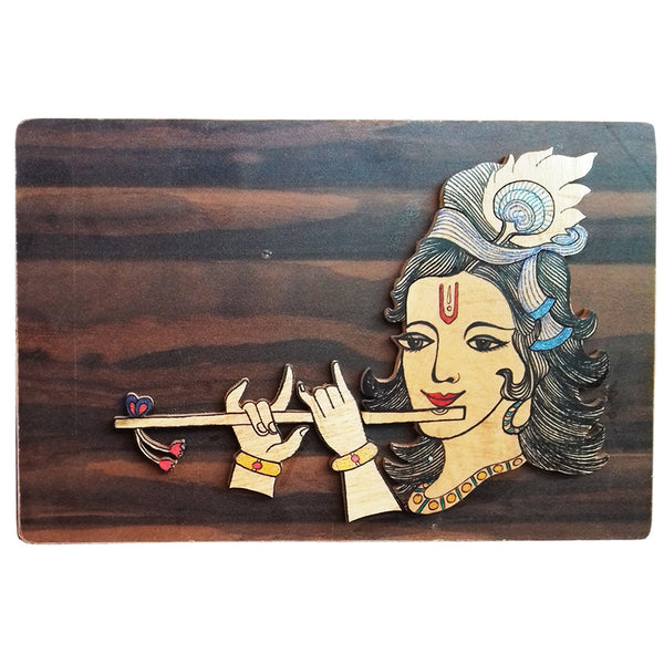 Wood cutting Krishna with Showpiece
