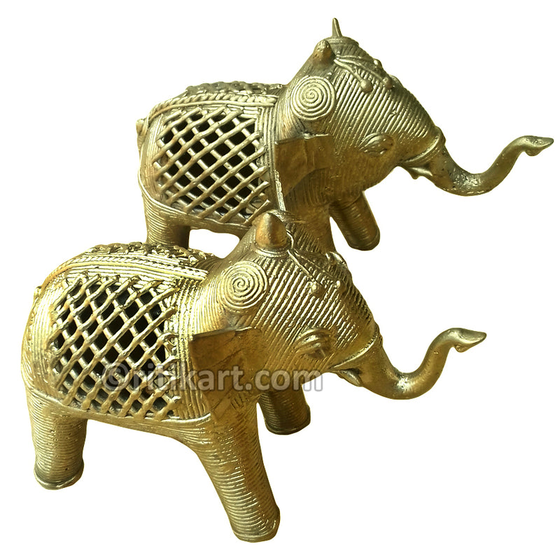 Dual Elephant Dokra Brass speciality Showpiece