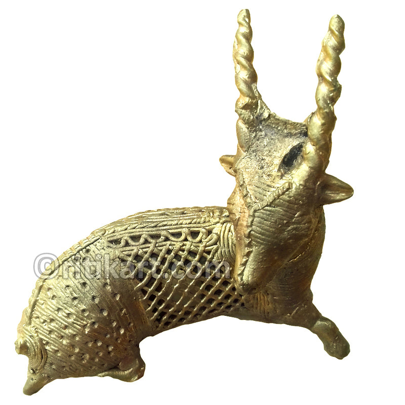 Sleeping Deer Dokra Brass Showpiece