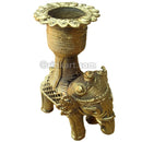 Dokra Elephant with candel stand  Showpiece