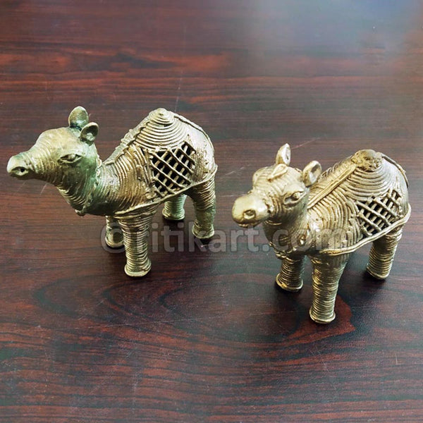 Dokra Brass Dual Camel Showpiece
