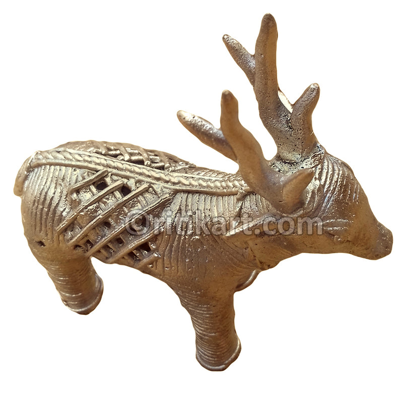 Ancient Dokra Brass Single Deer Showpiece