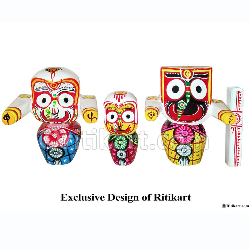 Jagannath, Balabhadra & Subhadra Wooden Idol 4 Inch Height-pc1