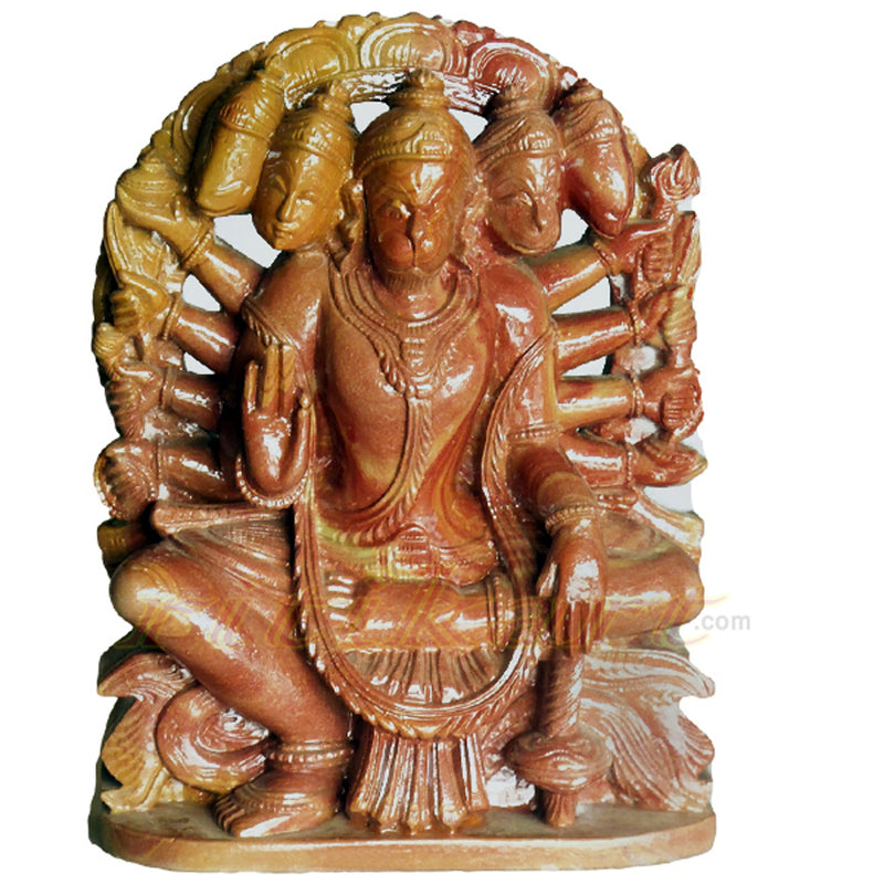 Panchamukhi Hanuman Murti Made from Pink Stone