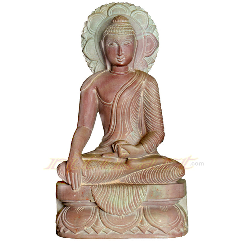 Sitting Budha Pink Stone Work Showpiece