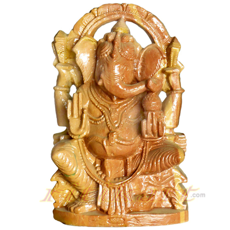 Sitting Small Ganesh Pink Stone