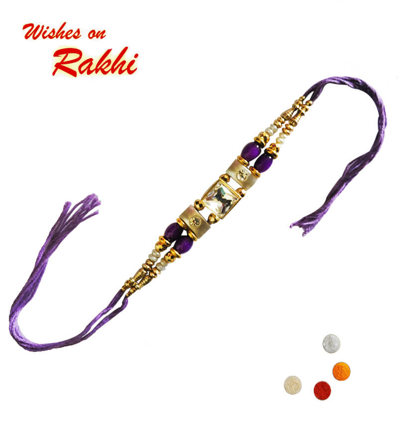 Designer Crystal Embedded Purple color Rakhi-pc2