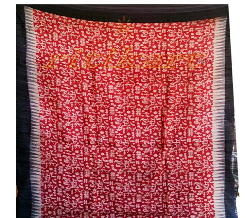 Hand Wooven Printed Tussar Silk Saree Pic-1