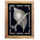 Wood Cutting Krishna Flute and Peacock Feather