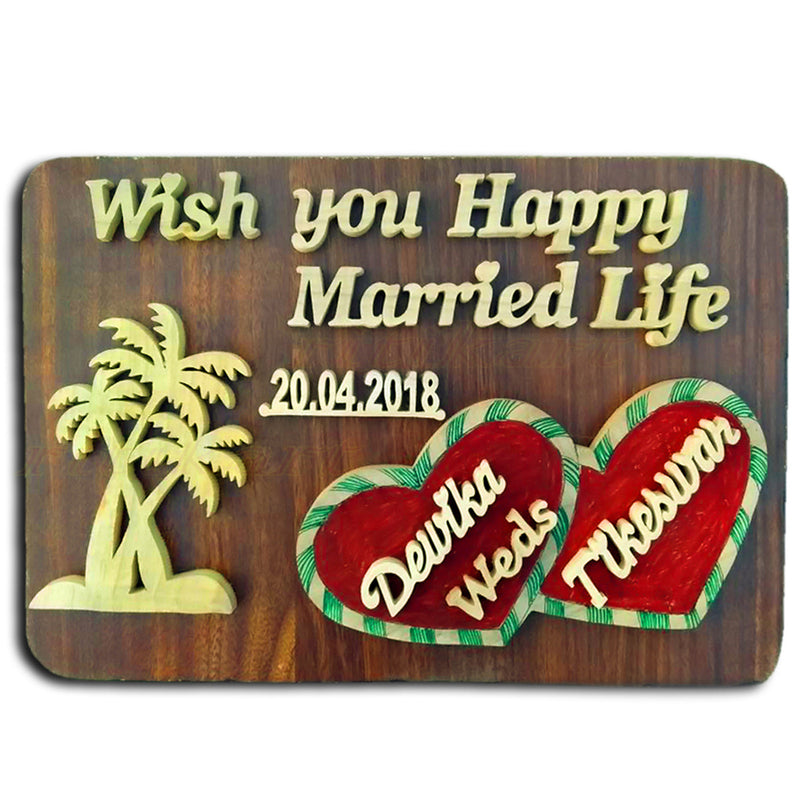 Wood Cutting Wish you Happy Married Life