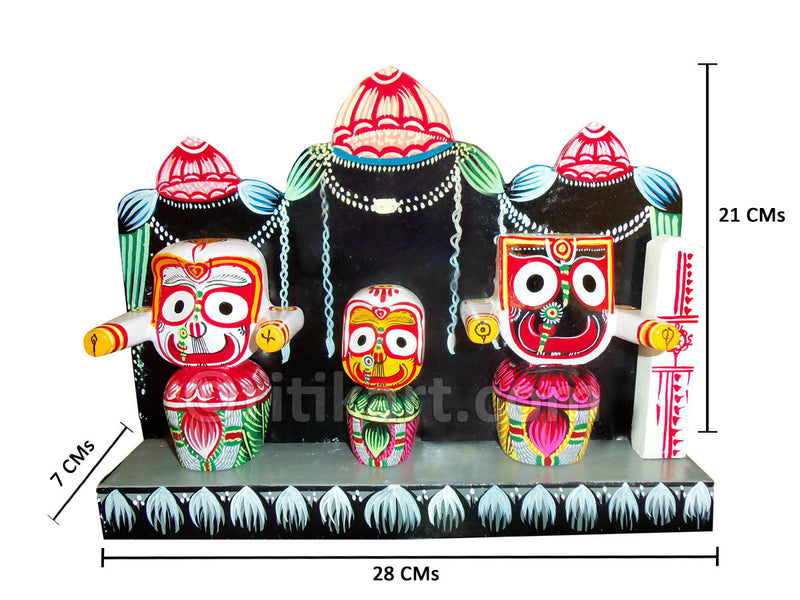 Lord Jagannath Balabhadra Subhadra Idol 4 Inch With Prabha pic-1