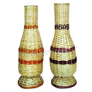 Handcrafted Bamboo Dual Flower Vase Showpiece