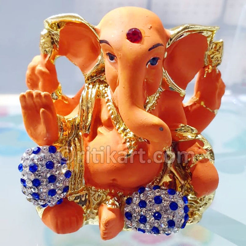 Gold-Plated Alloy Lord Ganesh Decorative Showpiece