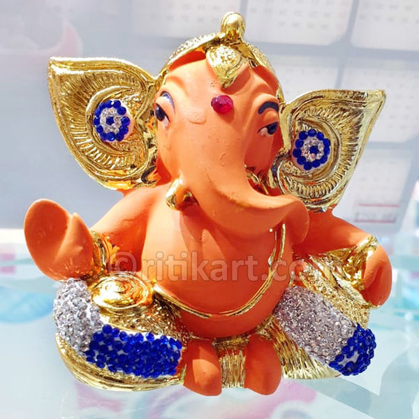 Gold Plated Alloy with Stone work Lord Ganesha Showpiece