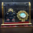 Gold-Plated Alloy Ganesh and Clock Showpiece