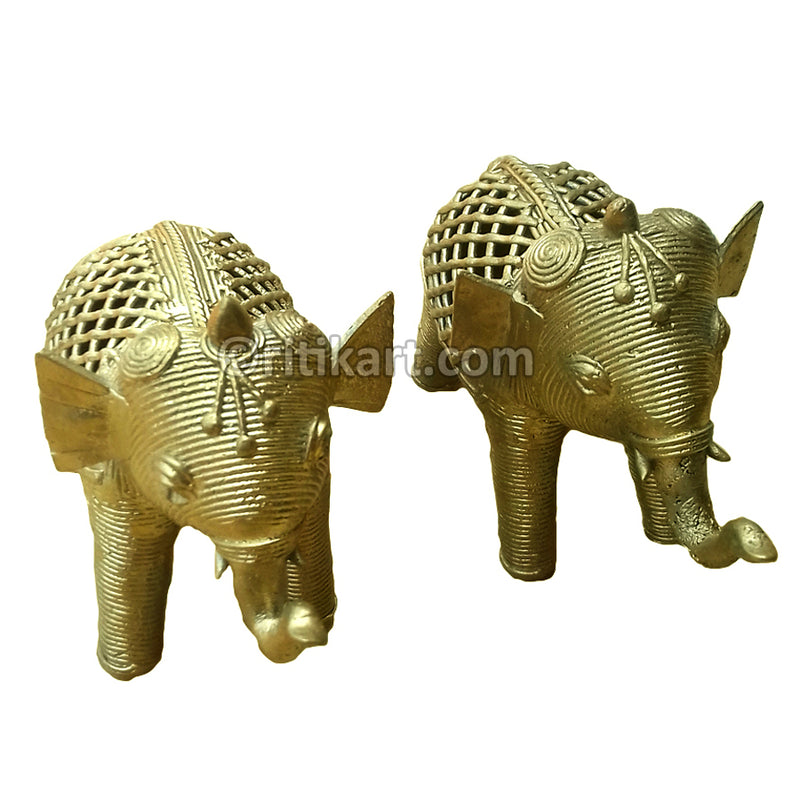 Dual Elephant Dokra Brass speciality Showpiece