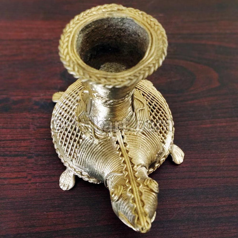 Dokra Brass Turtle with Candel Stand Showpiece-pic4