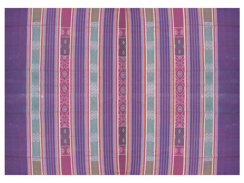 Sambalpuri Violet and Green Double Bed Cover