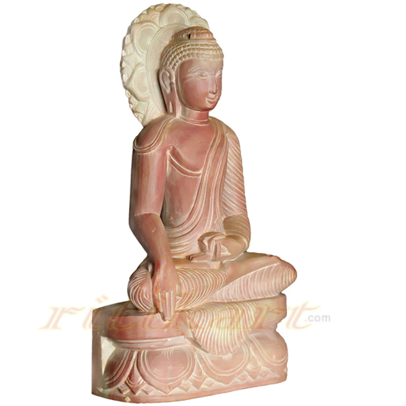 Sitting Budha Pink Stone Work Showpiece-pic2