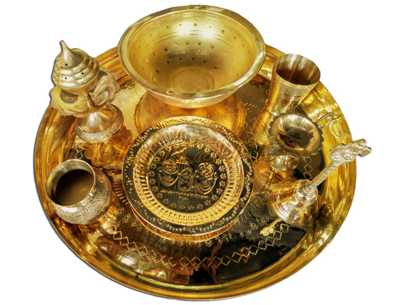 Balakati brass puja thali set Large size pic-2