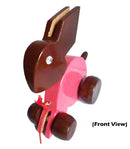 Hand-carved Wooden Rabbit Toy (Pink and Brown)-pic2
