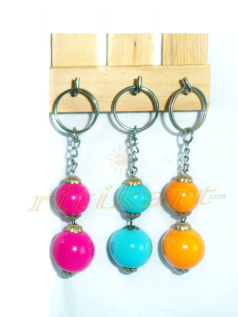 Wooden Ball Key Ring Set Of 3-pic2
