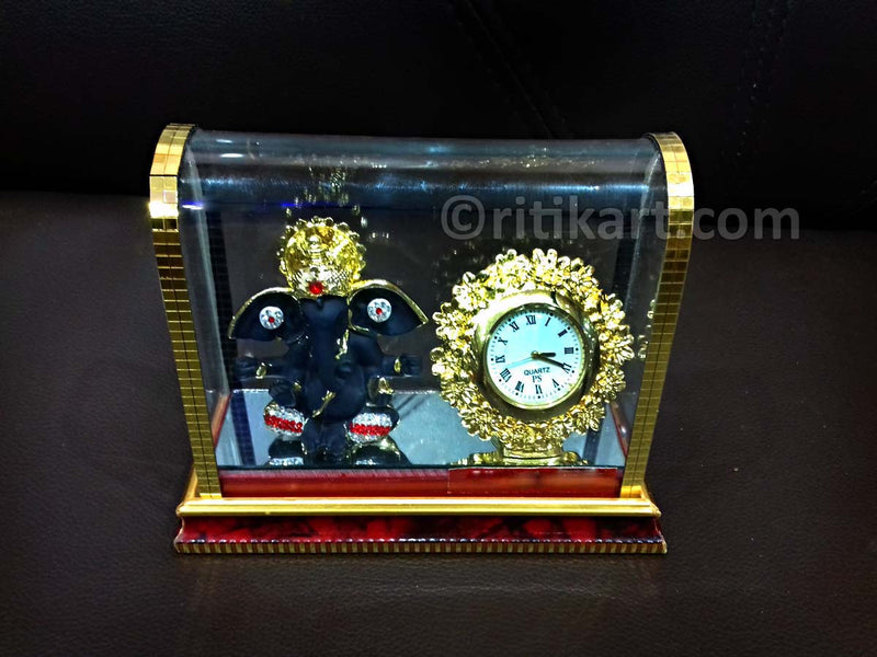 Gold-Plated Alloy Ganesh and Clock Showpiece-pic3