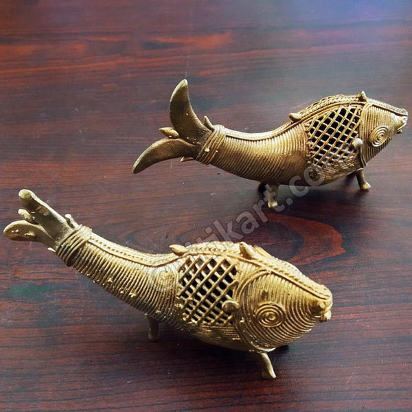 Dokra Murti of Fish Box - Dokra Handicraft - Necessity eStore