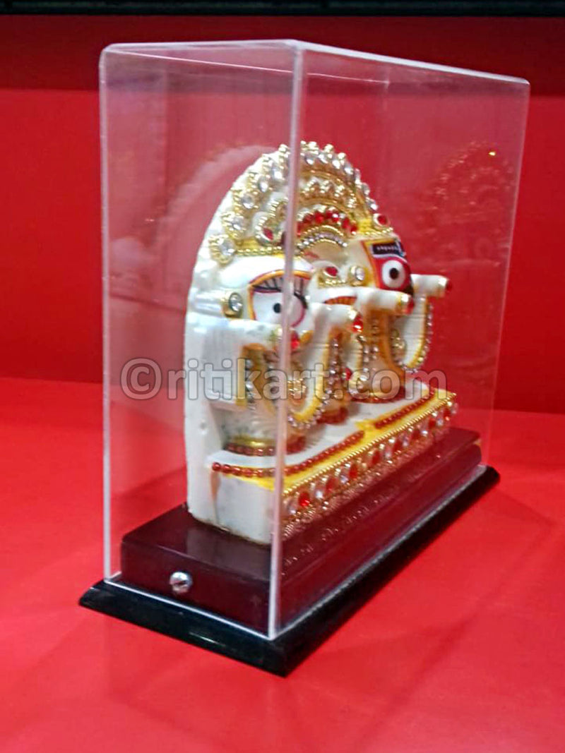 Multi Color Lord Jagannath Balabhadra And Subhadra Marble Statue pic-3