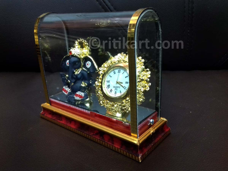 Gold-Plated Alloy Ganesh and Clock Showpiece-pic2