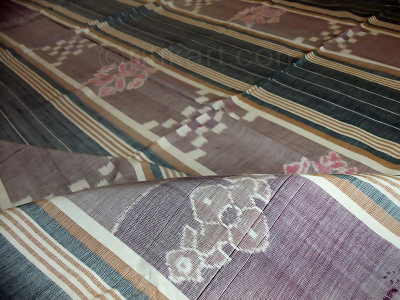 Sambalpuri Double Bed Cover Green and Grey Color-pic2