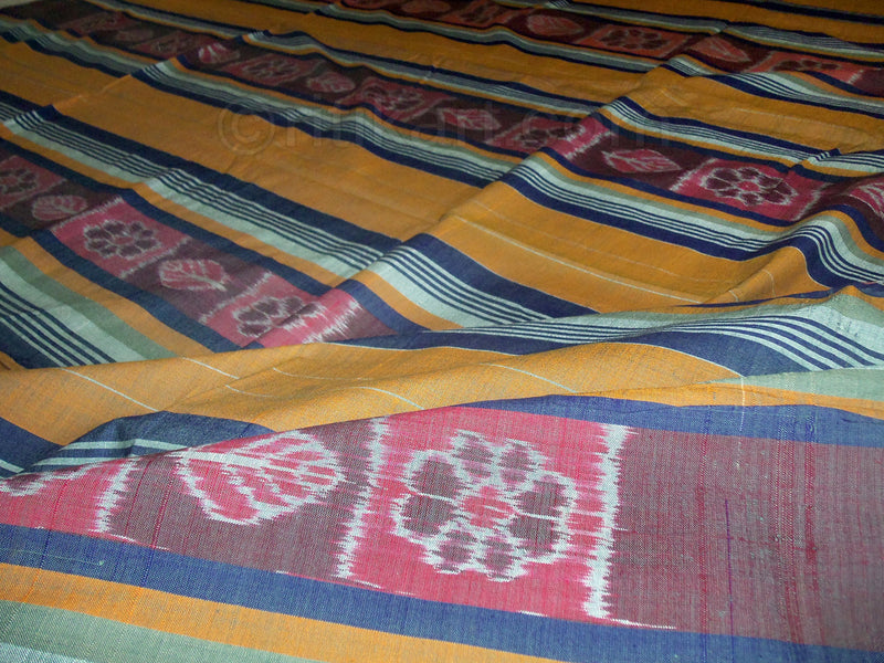 Odisha Sambalpuri Double Bed Sheet Brown Base Color-pic2