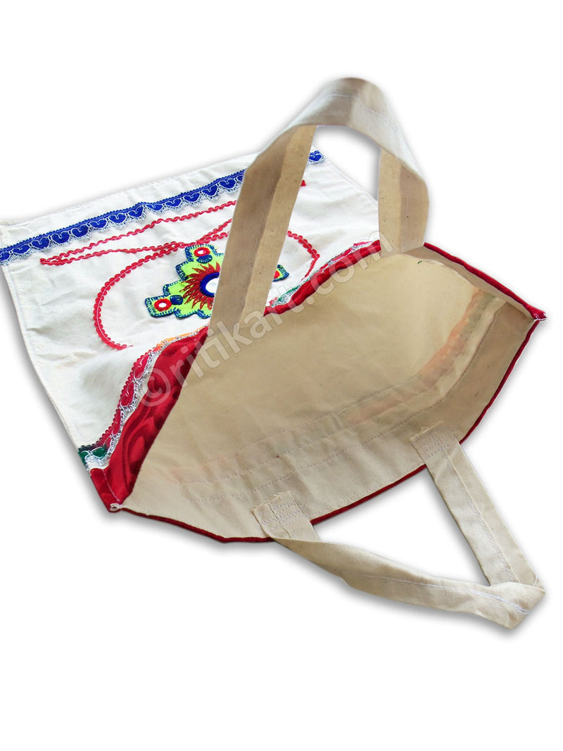 Applique Handmade Cotton Hand Bag-pc5