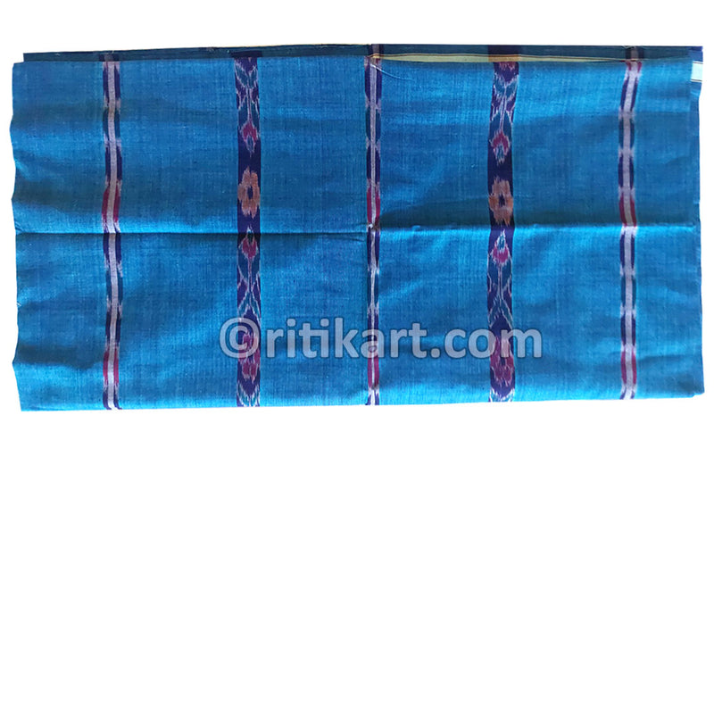 Sambalpuri Cotton Bandha Strips Blue Fish Design Lungi