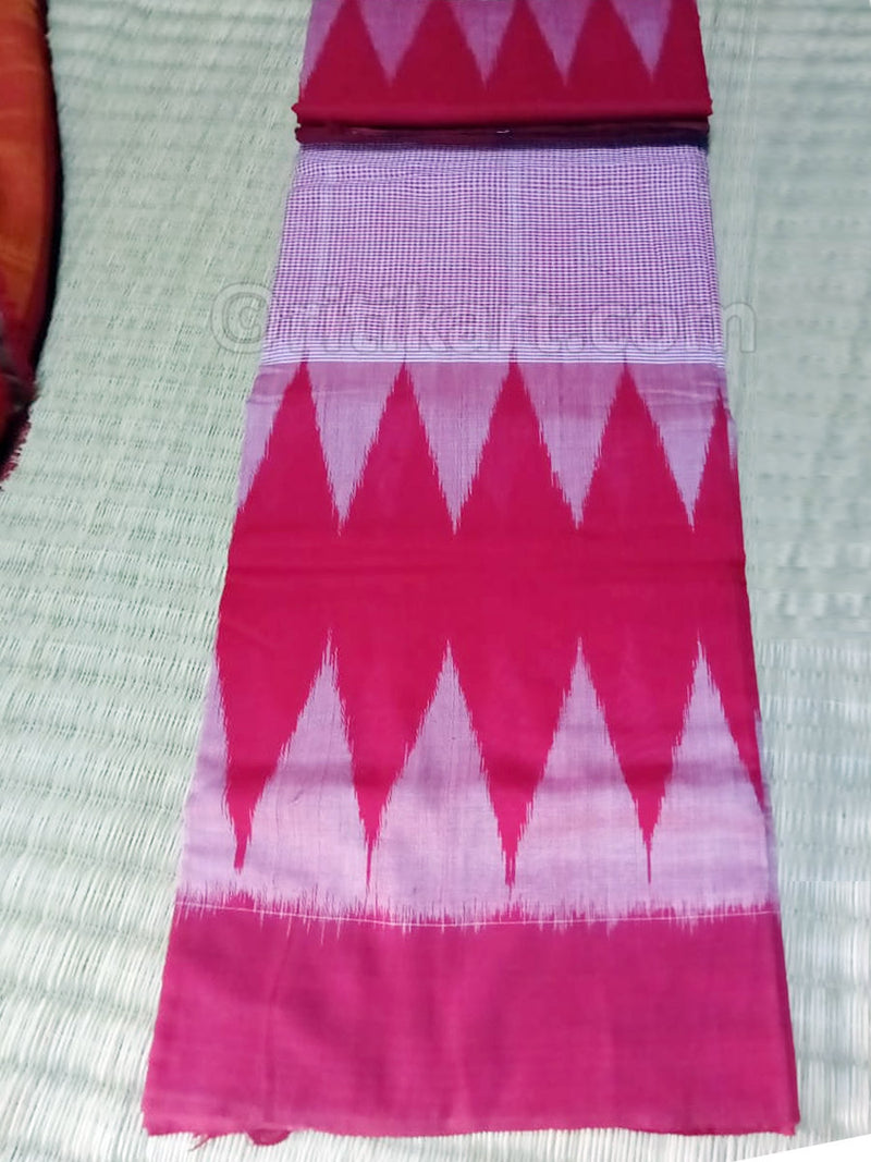 Pink Color Maniabandha Cotton Dhoti & Gamuchha (15 Haath Long)