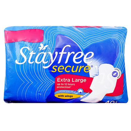 Stayfree Secure Cottony Soft Cover Sanitary Napkin with Wings (XL) 40 pads